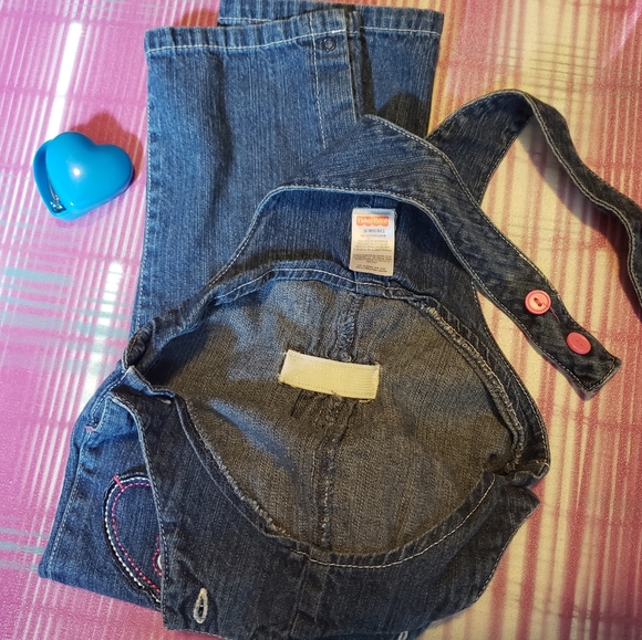 Vintage Overalls Romper with ❤️ heart shapes Pockets 1990s does 70s Denim - Picture 7 of 12